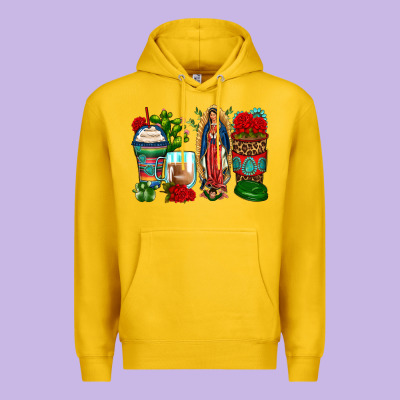 Lady Of Guadalupe Coffee Cups Premium Hoodie Designed By Zillion Design Studio