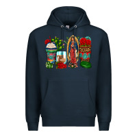 Navy lady of guadalupe coffee cups Premium Hoodie - Zillion Design Studio