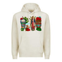 Oatmeal Heather lady of guadalupe coffee cups Premium Hoodie - Zillion Design Studio