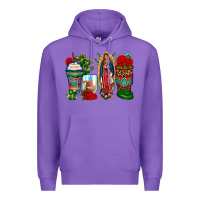 Purple lady of guadalupe coffee cups Premium Hoodie - Zillion Design Studio