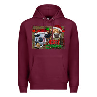 Burgundy merry christmas heifers Premium Hoodie - RanaPortraitStore
