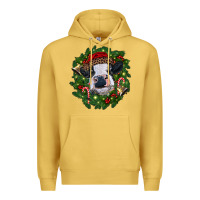 Antique Gold heifer cow with Christmas wreath Premium Hoodie - RanaPortraitStore