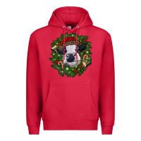 Cardinal heifer cow with Christmas wreath Premium Hoodie - RanaPortraitStore