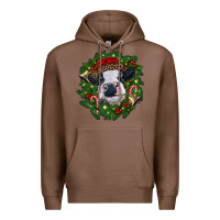 Chestnut heifer cow with Christmas wreath Premium Hoodie - RanaPortraitStore