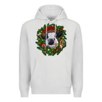 Dove Grey heifer cow with Christmas wreath Premium Hoodie - RanaPortraitStore