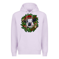 Lilac heifer cow with Christmas wreath Premium Hoodie - RanaPortraitStore