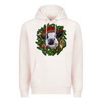 Pale Pink heifer cow with Christmas wreath Premium Hoodie - RanaPortraitStore