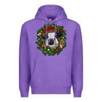 Purple heifer cow with Christmas wreath Premium Hoodie - RanaPortraitStore
