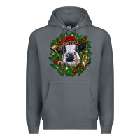 Rock heifer cow with Christmas wreath Premium Hoodie - RanaPortraitStore