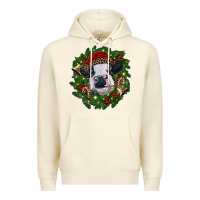 Sandshell heifer cow with Christmas wreath Premium Hoodie - RanaPortraitStore