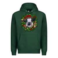 Sports Green heifer cow with Christmas wreath Premium Hoodie - RanaPortraitStore