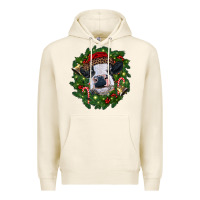 Tofu heifer cow with Christmas wreath Premium Hoodie - RanaPortraitStore