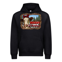Black merry christmas heifer cow with farm Urban Hoodie - RanaPortraitStore