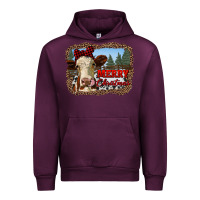 Mauve Wine merry christmas heifer cow with farm Urban Hoodie - RanaPortraitStore
