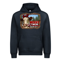 Navy merry christmas heifer cow with farm Urban Hoodie - RanaPortraitStore
