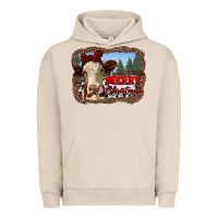Pigment French Oak merry christmas heifer cow with farm Urban Hoodie - RanaPortraitStore