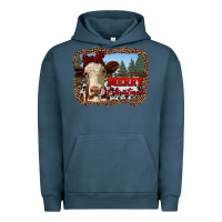 Pigment Midnight Navy merry christmas heifer cow with farm Urban Hoodie - RanaPortraitStore