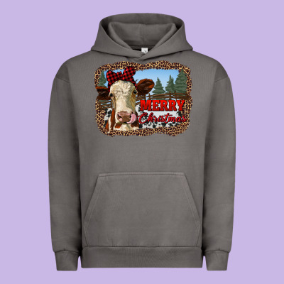 Merry Christmas Heifer Cow With Farm Urban Hoodie Designed By Ranaportraitstore