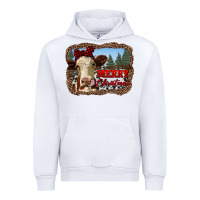 White merry christmas heifer cow with farm Urban Hoodie - RanaPortraitStore