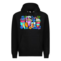 Black stitch summer coffee cups Premium Hoodie - Zillion Design Studio