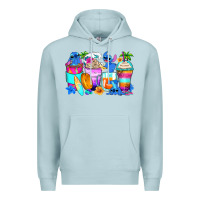 Blue Mist stitch summer coffee cups Premium Hoodie - Zillion Design Studio