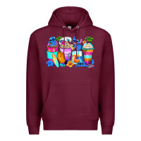 Burgundy stitch summer coffee cups Premium Hoodie - Zillion Design Studio