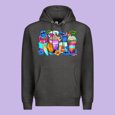 Stitch Summer Coffee Cups Premium Hoodie Designed By Zillion Design Studio