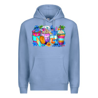 Colony Blue stitch summer coffee cups Premium Hoodie - Zillion Design Studio