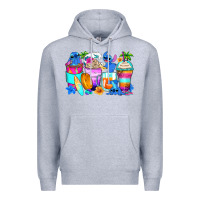 Heather Grey stitch summer coffee cups Premium Hoodie - Zillion Design Studio