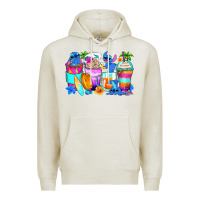 Oatmeal Heather stitch summer coffee cups Premium Hoodie - Zillion Design Studio