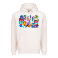 Pale Pink stitch summer coffee cups Premium Hoodie - Zillion Design Studio