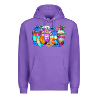Purple stitch summer coffee cups Premium Hoodie - Zillion Design Studio