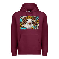 Burgundy cowhide leopard calf Premium Hoodie - RanaPortraitStore