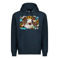 Navy cowhide leopard calf Premium Hoodie - RanaPortraitStore