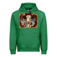 Emerald heifer cow christmas western background Urban Hoodie - RanaPortraitStore