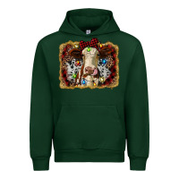 Forest Green heifer cow christmas western background Urban Hoodie - RanaPortraitStore