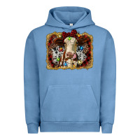 Pigment Pebble Blue heifer cow christmas western background Urban Hoodie - RanaPortraitStore