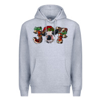 Heather Grey christmas joy with heifer cow Premium Hoodie - RanaPortraitStore