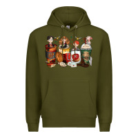 Army Green harry coffee cups Premium Hoodie - Zillion Design Studio