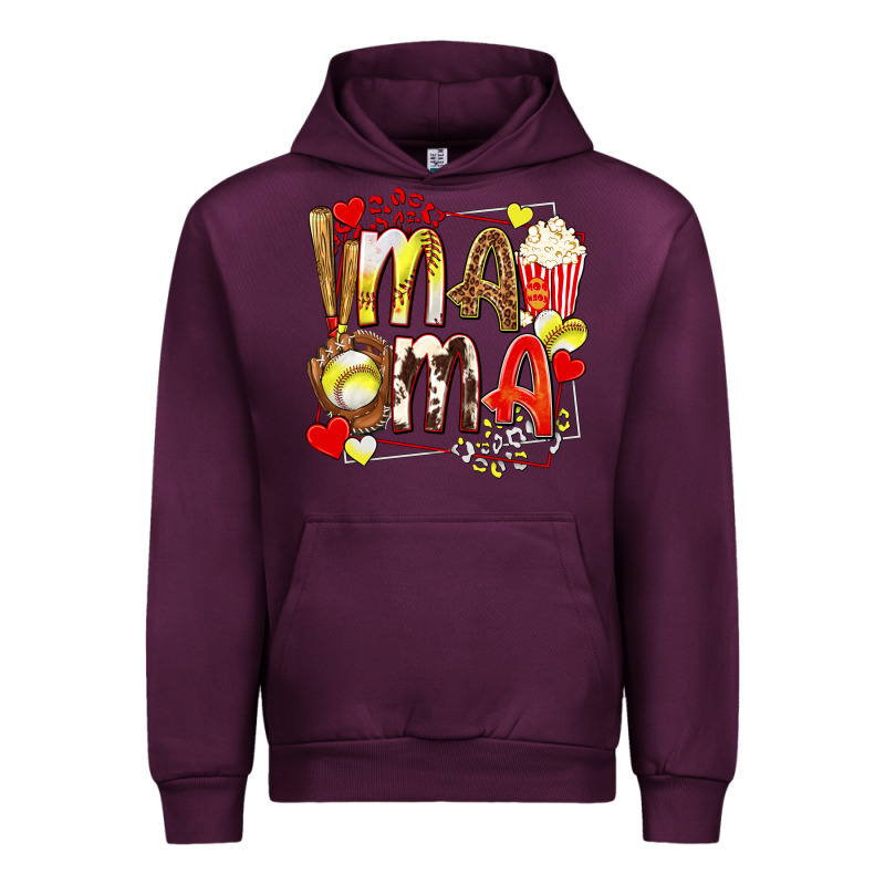 Mama Softball Baseball With Popcorn Urban Hoodie by texasbilliewilder | Teevron