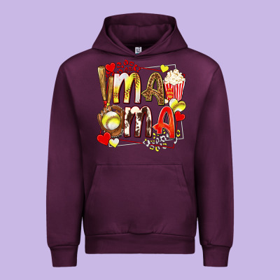 Mama Softball Baseball With Popcorn Urban Hoodie Designed By Texasbilliewilder