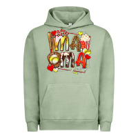 Pigment Oil Green mama softball baseball with popcorn Urban Hoodie - texasbilliewilder