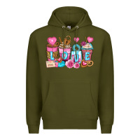 Army Green valentine's day coffee cups Premium Hoodie - Zillion Design Studio