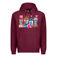Burgundy valentine's day coffee cups Premium Hoodie - Zillion Design Studio