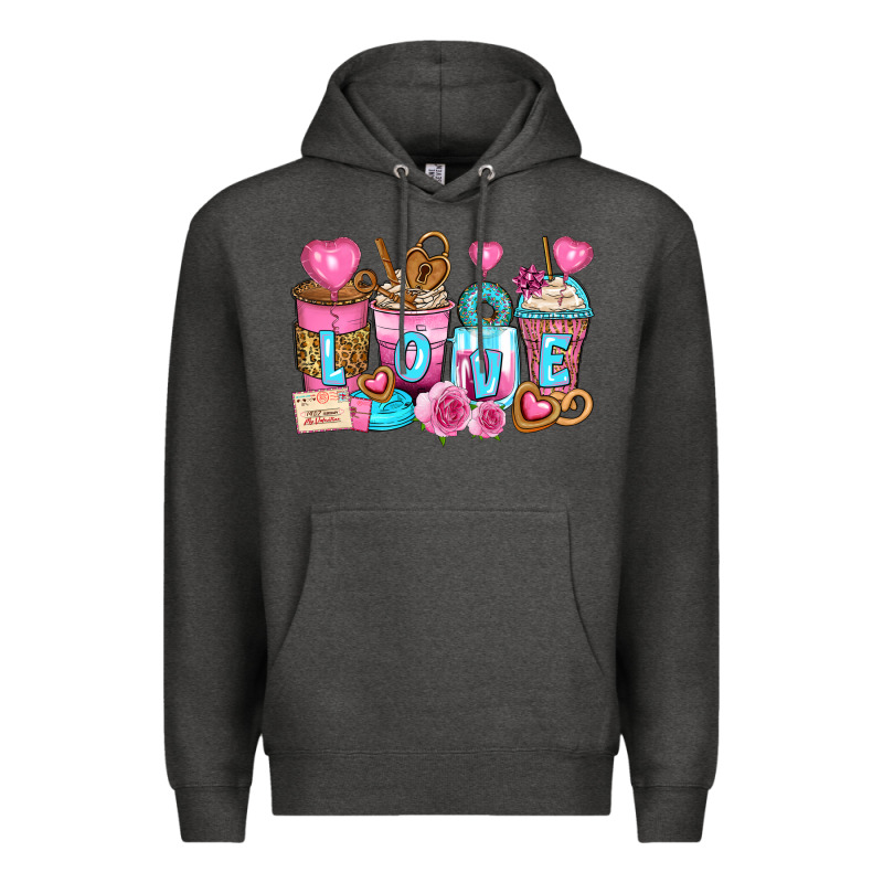 Valentine's Day Coffee Cups Premium Hoodie by Zillion Design Studio | Teevron