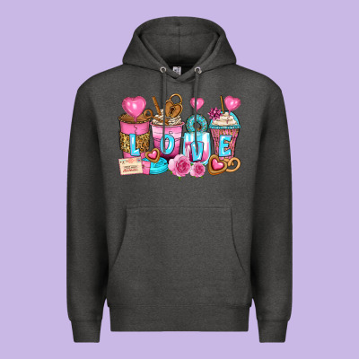 Valentine's Day Coffee Cups Premium Hoodie Designed By Zillion Design Studio