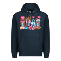 Navy valentine's day coffee cups Premium Hoodie - Zillion Design Studio