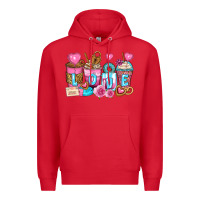 Red valentine's day coffee cups Premium Hoodie - Zillion Design Studio