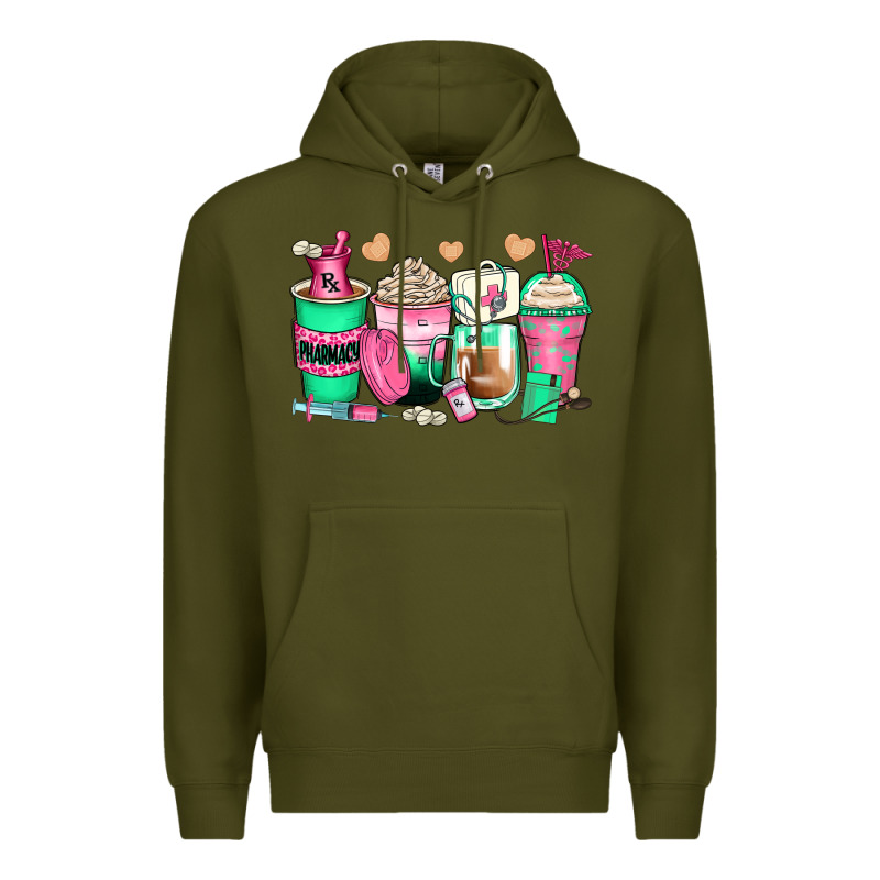 Pharmacy Coffee Cups Premium Hoodie by Zillion Design Studio | Teevron