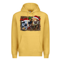 Antique Gold christmas heifers with leopard and cowhide background Premium Hoodie - RanaPortraitStore